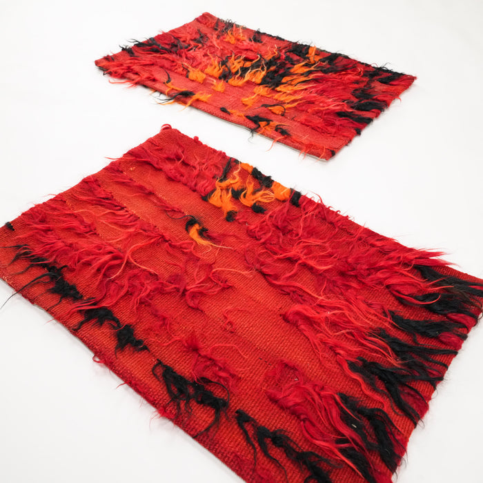 2 li El Dokuma Kırmızı Yün Kırlent Kılıfı, 40x60 cm — Halıcızade
