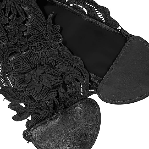 Allegra K Womens Lace Wide Waist Belt Wrap Around Obi Croset Belts Bowknot, Black, 64-106cm/25.20-41.73"