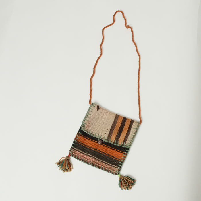 Anadolu Desenli Çok Renkli El Dokuma Yün Heybe Kilim Çanta, 25x26 cm — Halıcızade