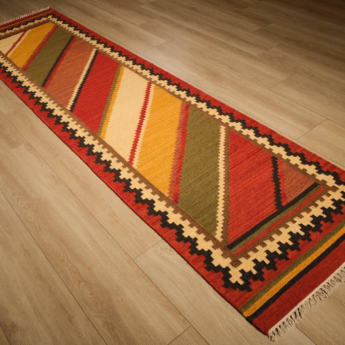 Anadolu Desenli El Dokuma Kilim, rengarenk, 80x300 cm — Halıcızade