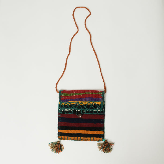 Anadolu Desenli El Dokuma Otantik Kilim Çanta, rengarenk, 25x26 cm — Halıcızade