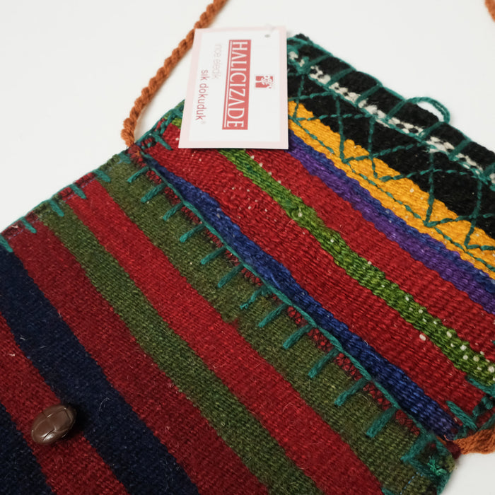 Anadolu Desenli El Dokuma Otantik Kilim Çanta — 25x26 cm