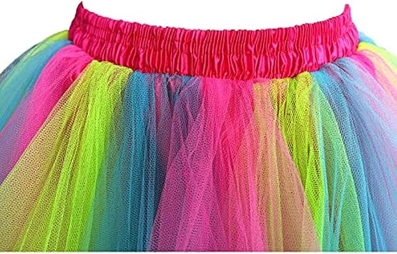 Ancokig Tulle Skirt for Women, Tutu, Adults, Dance Skirt, Carnival, Costumes, Rainbow, Large/X-Large
