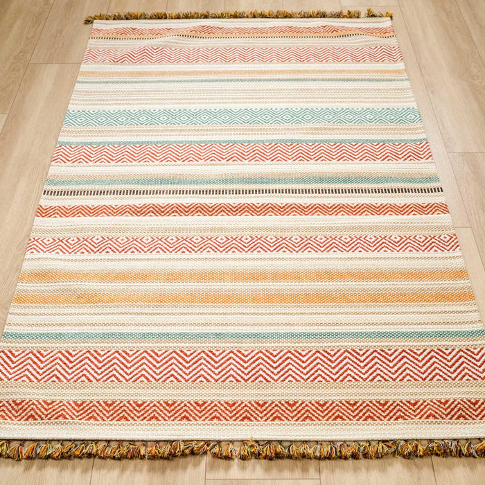 Aztec Serisi Çizgi Desenli Makine Dokuma Kilim — modern tasarım
