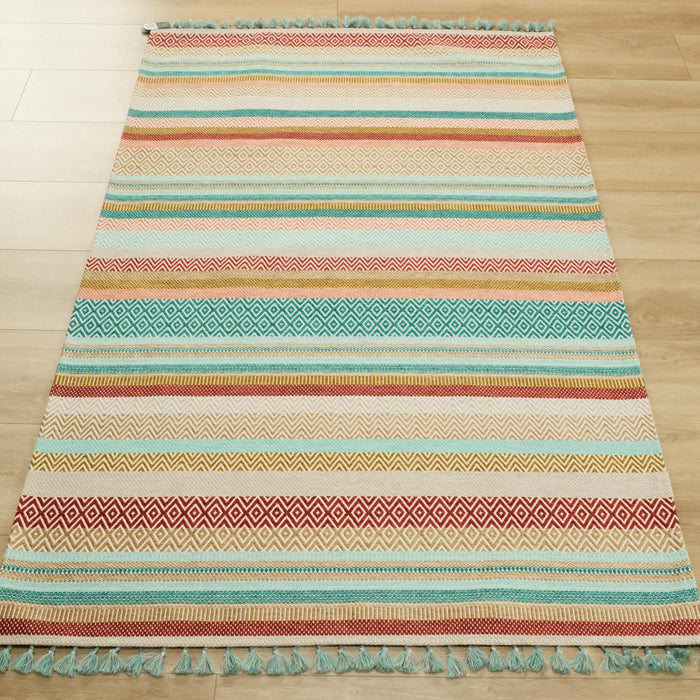 Aztec Serisi Rengarenk Çizgi Desenli Makine Dokuma Kilim — 80x150, 120x180, 80x300 cm
