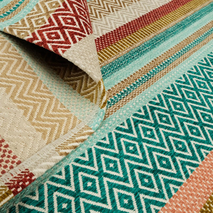 Aztec Serisi Rengarenk Çizgi Desenli Makine Dokuma Kilim — çizgili