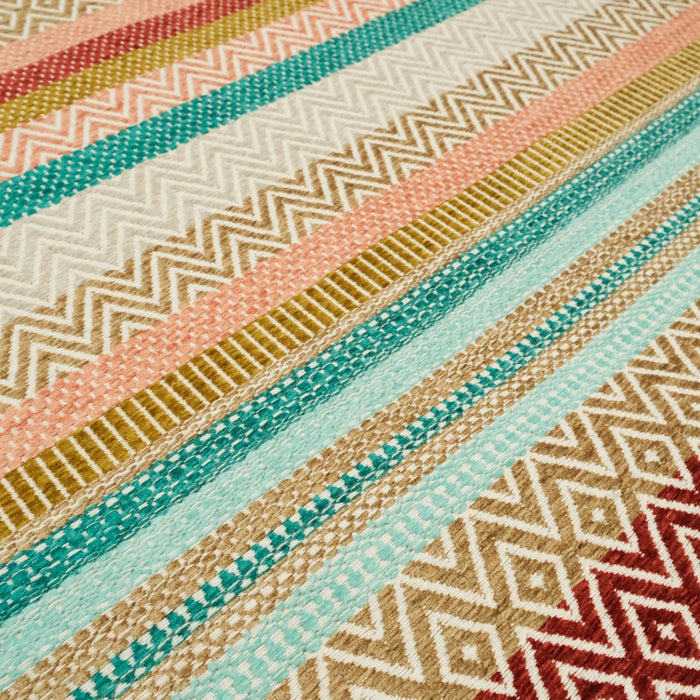 Aztec Serisi Rengarenk Çizgi Desenli Makine Dokuma Kilim
