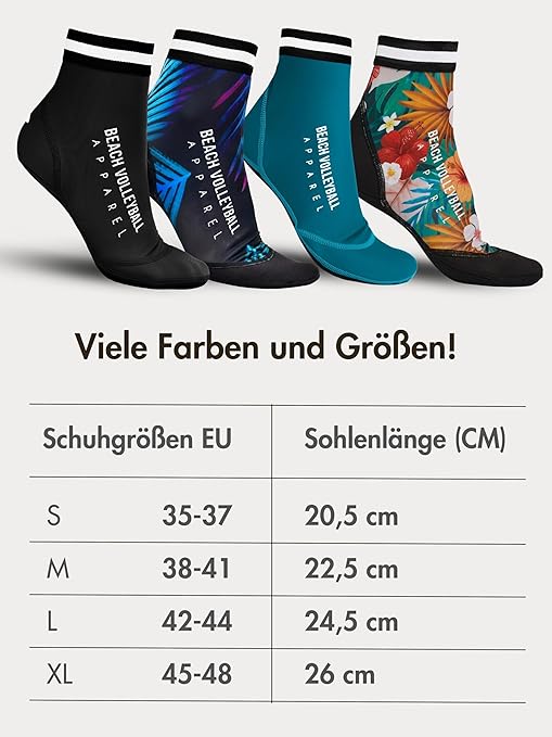 Beach Volleyball Apparel Neoprene Sand Socks (Black, UK 5-7.5 M