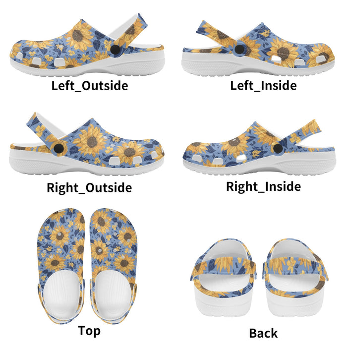 Blue Jean Sunflower Print Classic Slip On Shoes - Cozy Corner