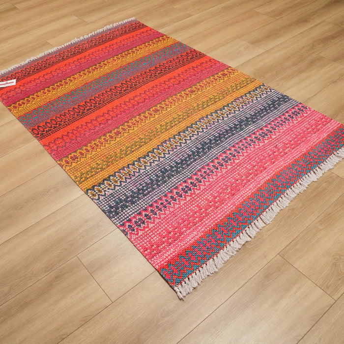 Bodrum Serisi Çizgi Desenli Rengarenk Sentetik Kilim, 120x180 cm — Halıcızade