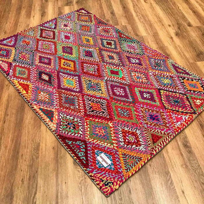 Bolga Serisi Geometrik Desenli El Dokuma Halı, rengarenk, 120x180 cm — Halıcızade