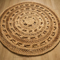 Bolga Serisi Geometrik Desenli El Dokuma Jüt Yuvarlak Halı, kahverengi, 120x120 – 150x150 cm — Halıcızade