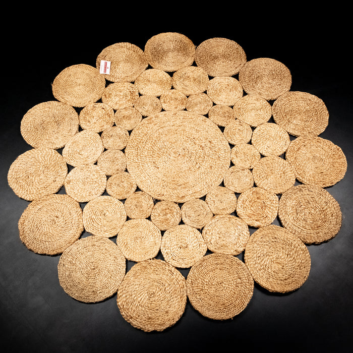 Bolga Serisi Jüt Geometrik Desenli El Dokuma Halı, kahverengi, 150x150 cm — Halıcızade