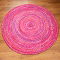Bolga Serisi Sade Desenli El Dokuma Halı, pembe, 150x150 cm — Halıcızade
