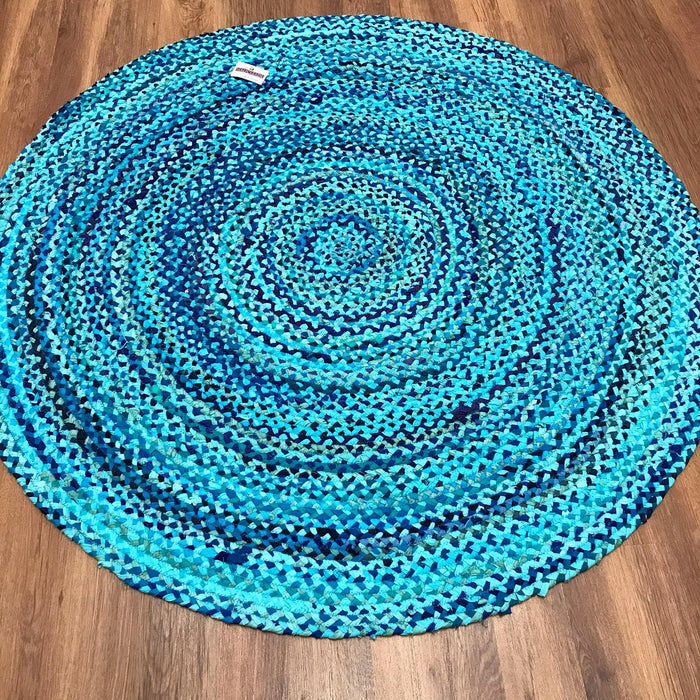 Bolga Serisi Sade Desenli El Dokuma Halı, turkuaz, 150x150 cm — Halıcızade