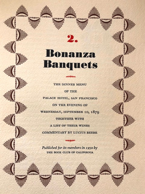 Book Club of California. Bonanza Banquets Menus, 1-12.