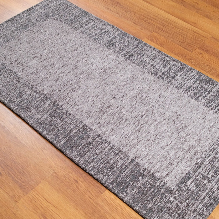 Bordür Serisi Çerçeve Desenli Makine Dokuma Halı, gri, 80x300 cm — Halıcızade
