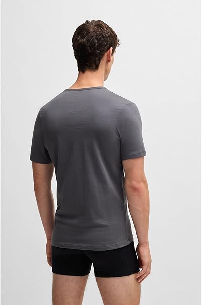 BOSS Mens Tshirt RN (2 Pack) Classic Three-Pack of Cotton Underwear T-Shirts with Logos
