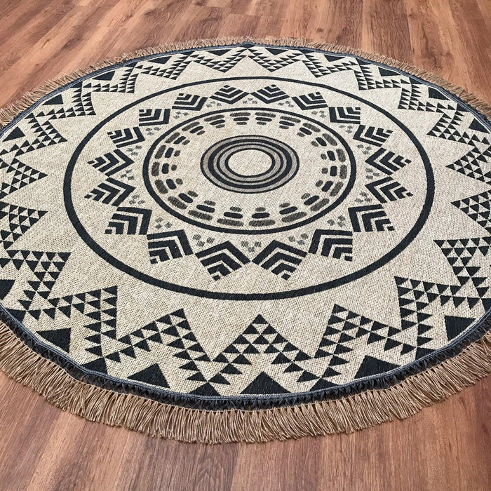 Brooklyn Serisi İskandinav Desenli Makine Dokuma Halı, kahverengi, 155x155 cm — Halıcızade