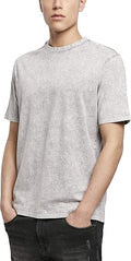 Build Your Brand Men's Acid Washed Tee T-Shirt, Grey Black, 3XL