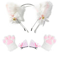 Cat Ears & Gloves Set - White Set Headband - Femboy Fatale