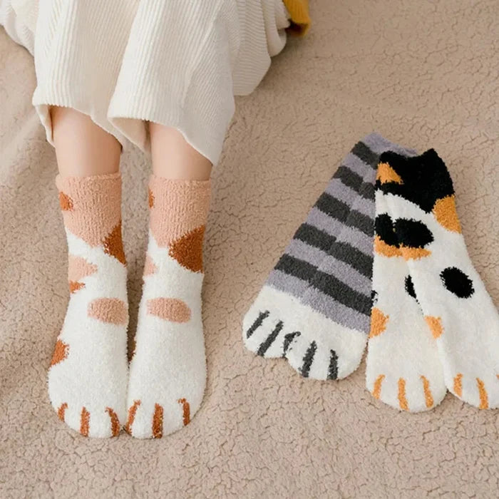 Cat Paw Print Plush Socks