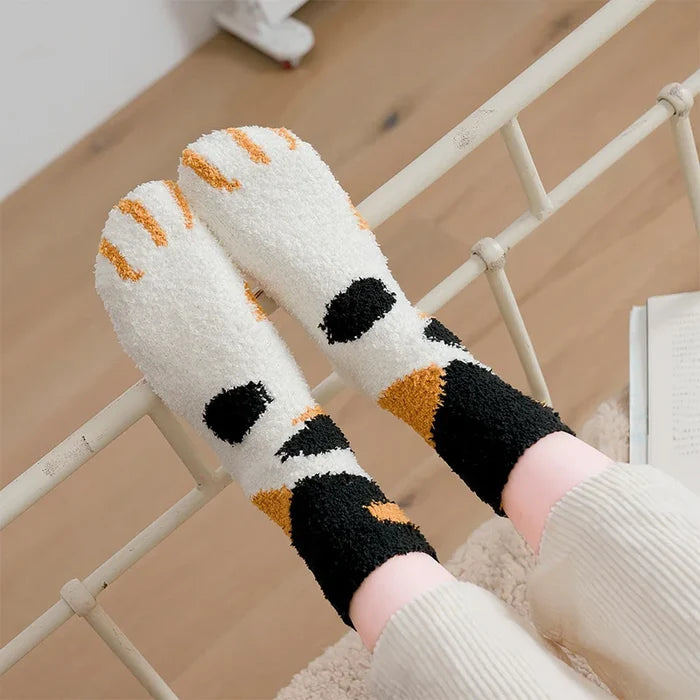 Cat Paw Print Plush Socks