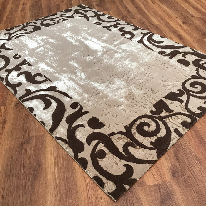 Çerçeve Desenli Makine Dokuma Halı, vizon, 170x240 cm — Halıcızade