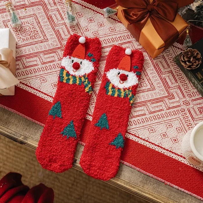 Christmas Coral Fleece Short Socks - 6 Apparel - Femboy Fatale