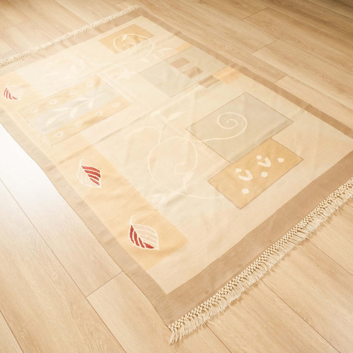 Çiçek Desenli El Dokuma Kilim, yeşil, 120x180 cm — Halıcızade