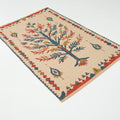 Çiçek Desenli Krem Pamuk Kilim, 120x180 cm — Halıcızade