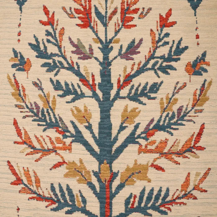 Çiçek Desenli Krem Pamuk Kilim — oturma odası halısı
