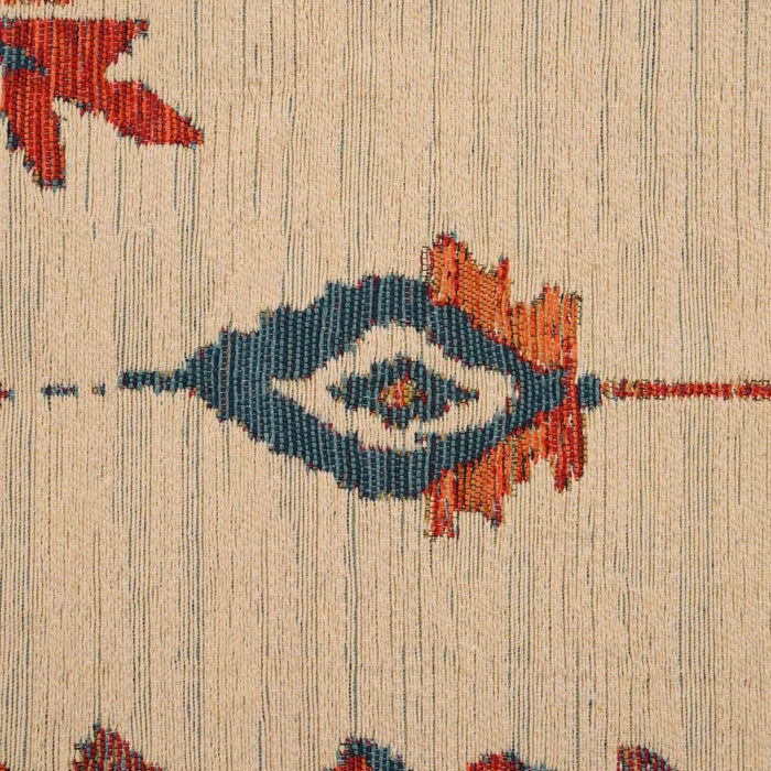 Çiçek Desenli Krem Pamuk Kilim — yatak odası halısı