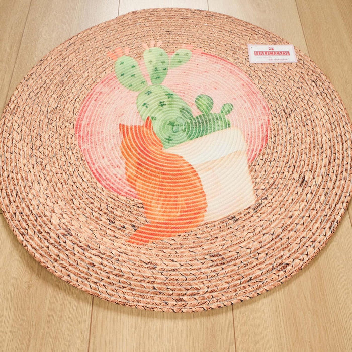 Çiçek Desenli Makine Dokuma Halı, kahverengi, 80x80 cm — Halıcızade
