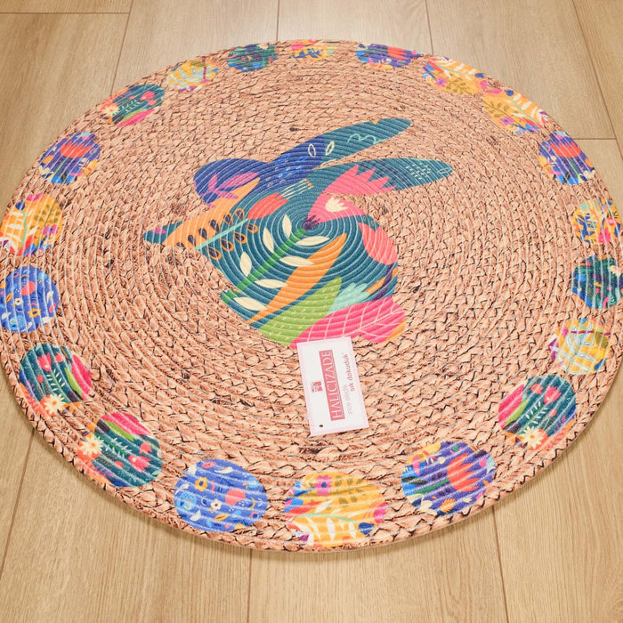 Çiçek Desenli Makine Dokuma Halı, kahverengi, 80x80 cm — Halıcızade