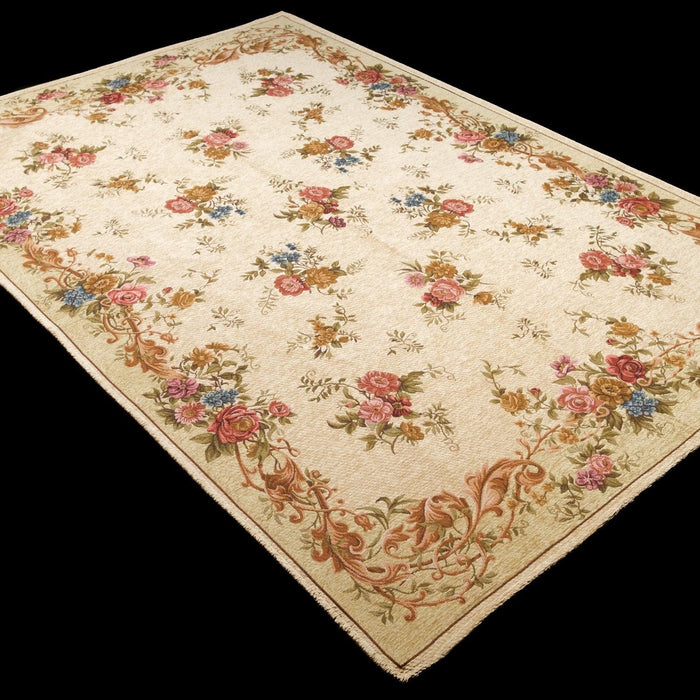 Çiçek Desenli Makine Dokuma Kilim — pamuk