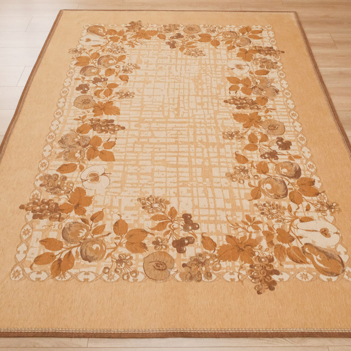 Çiçek Desenli Pamuk Kahverengi Kilim