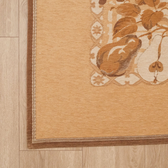 Çiçek Desenli Pamuk Kahverengi Kilim
