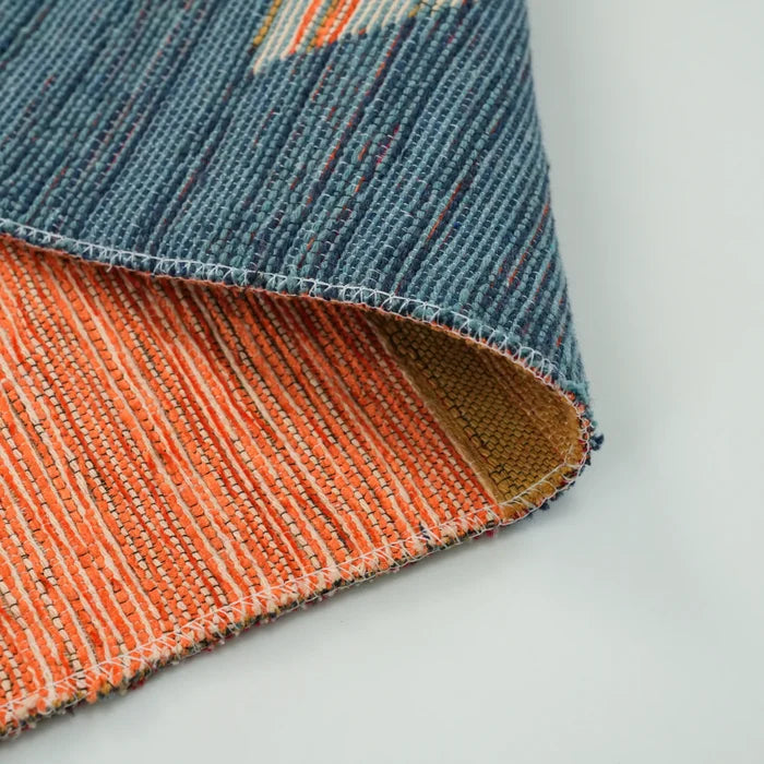 Çiçek Desenli Rengarenk Pamuk Kilim — antre halısı