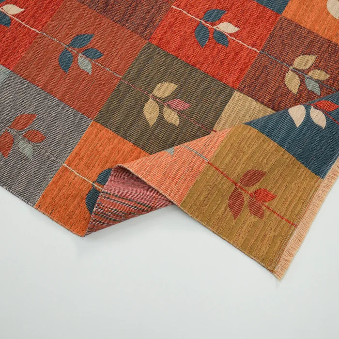 Çiçek Desenli Rengarenk Pamuk Kilim — mutfak halısı