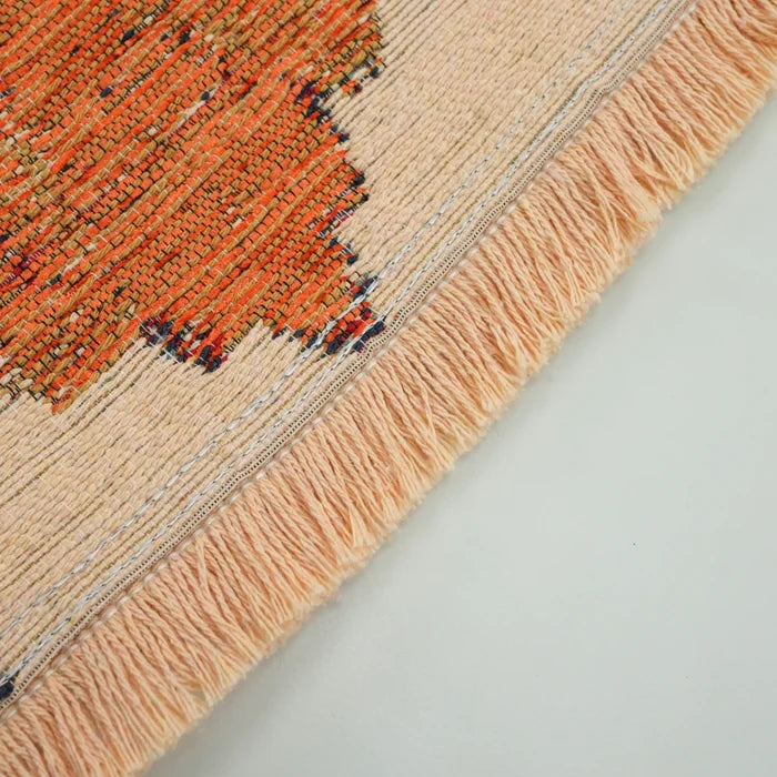 Çiçek Desenli Turuncu Pamuk Kilim — antre halısı