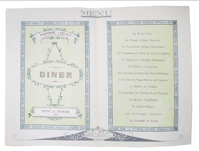 Cie. Gle. Transatlantique Menu