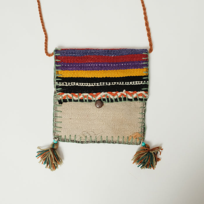 Çok Renkli El Dokuma Yün Kilim Çanta — 25x26 cm