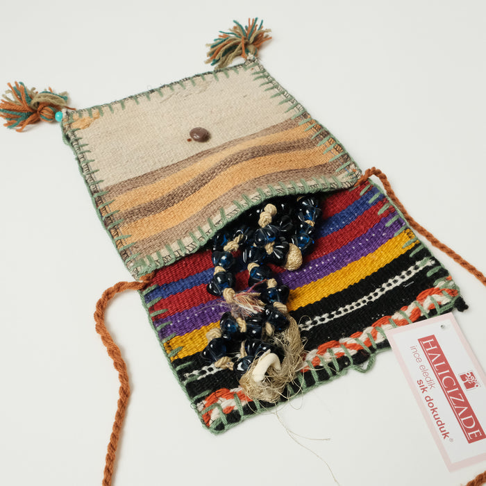 Çok Renkli El Dokuma Yün Kilim Çanta
