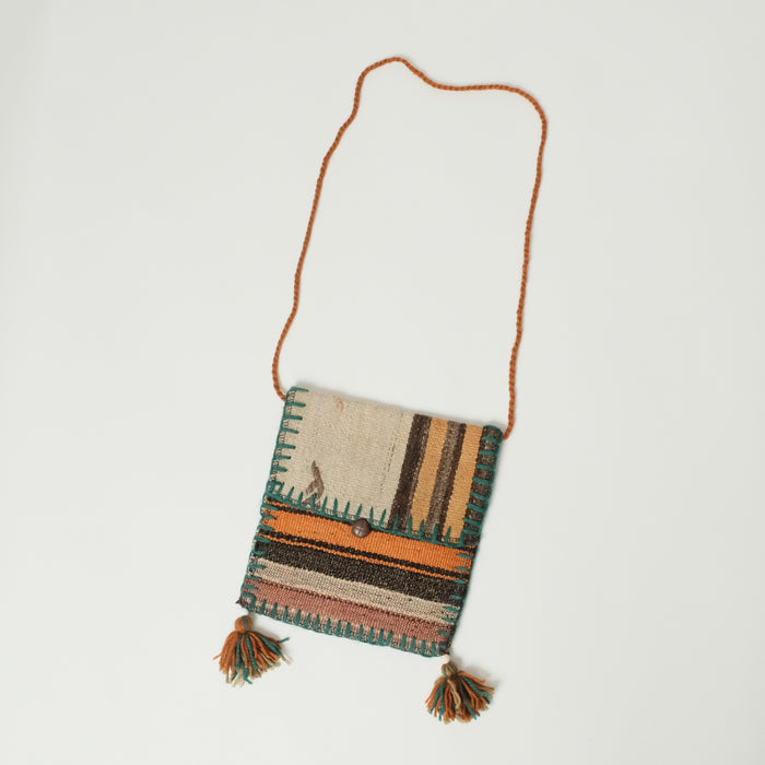 Çok Renkli Otantik El Dokuma Yün Kilim Çanta, 25x26 cm — Halıcızade