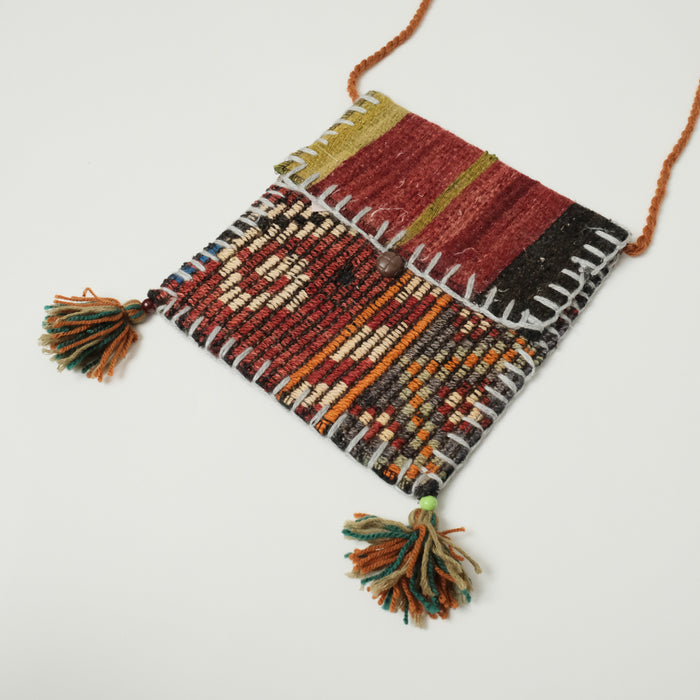 Çok Renkli Otantik El Dokuma Yün Kilim Çanta — el dokuma kilim