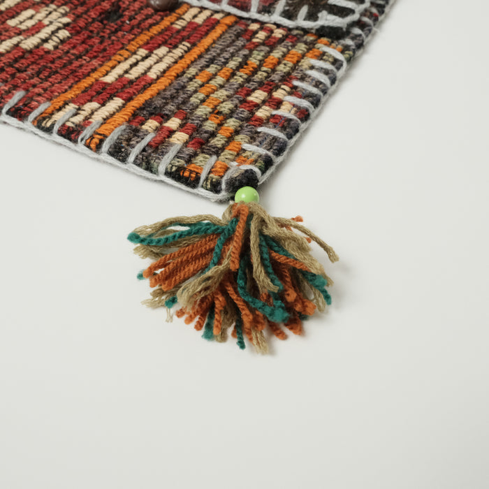 Çok Renkli Otantik El Dokuma Yün Kilim Çanta — 25x26 cm