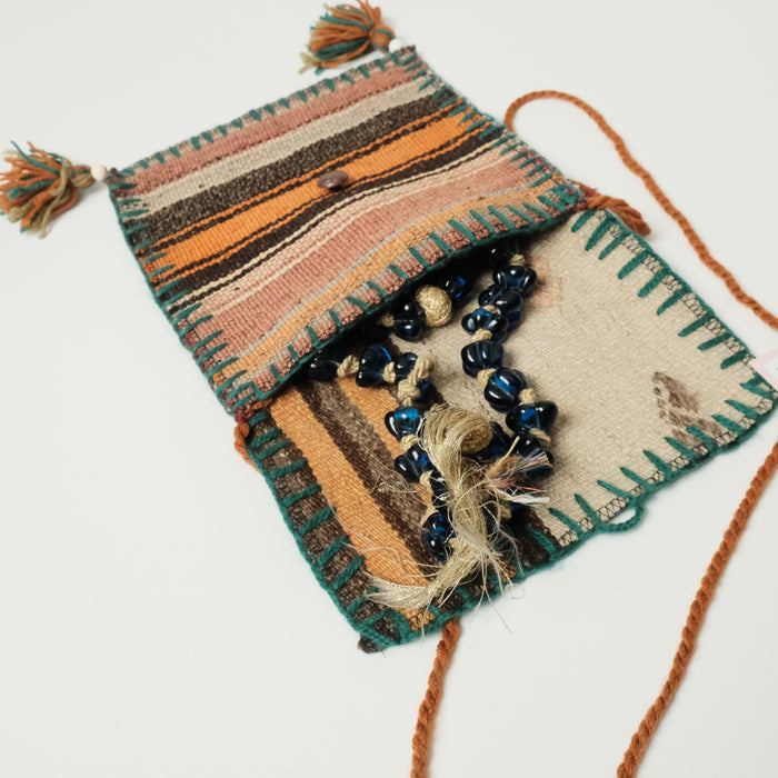 Çok Renkli Otantik El Dokuma Yün Kilim Çanta