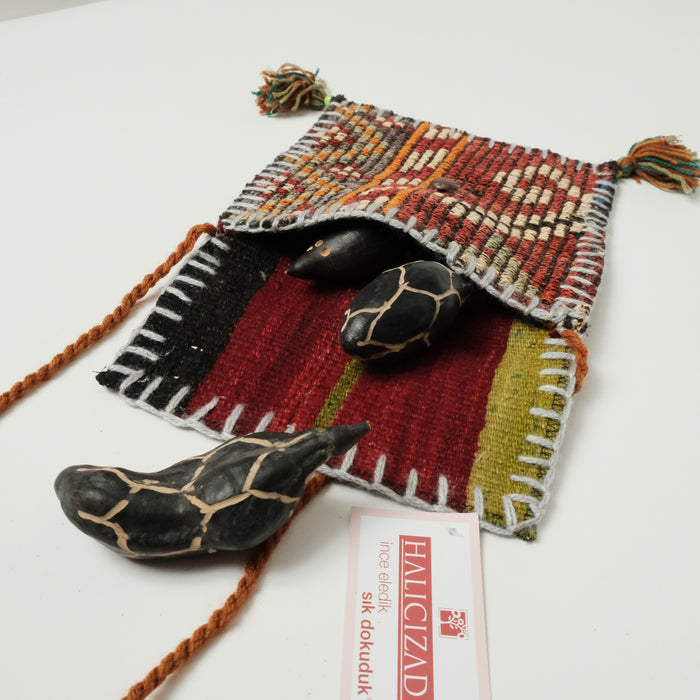 Çok Renkli Otantik El Dokuma Yün Kilim Çanta (2)