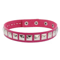Colorful Studded Leather Chokers - Rose Red Choker - Femboy Fatale